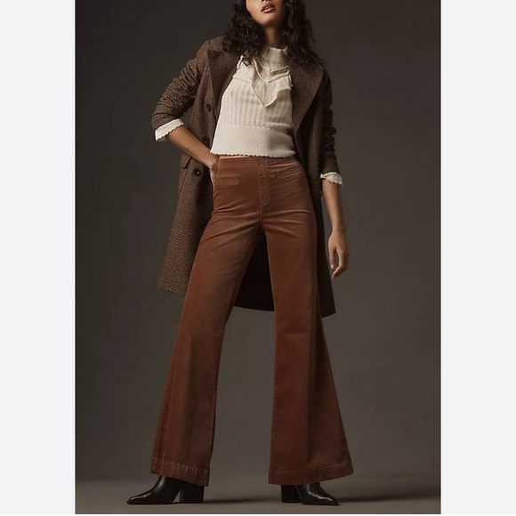 Pilcro Pants - PILCRO Velvet Pull-On Mid-Rise Retro Flare Jeans size 26 in Brown